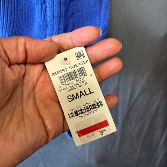 On 34th Sweater Crewneck Fisherman Cable Knit Sweater NWT Pullover Preppy Sail - Picture 10 of 14